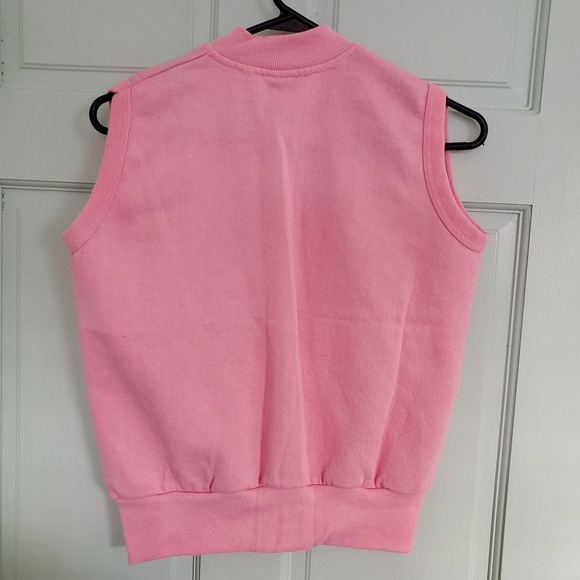 Vintage Pink sleeveless zipup shirt 80s 90s small womens - Picture 10 of 11